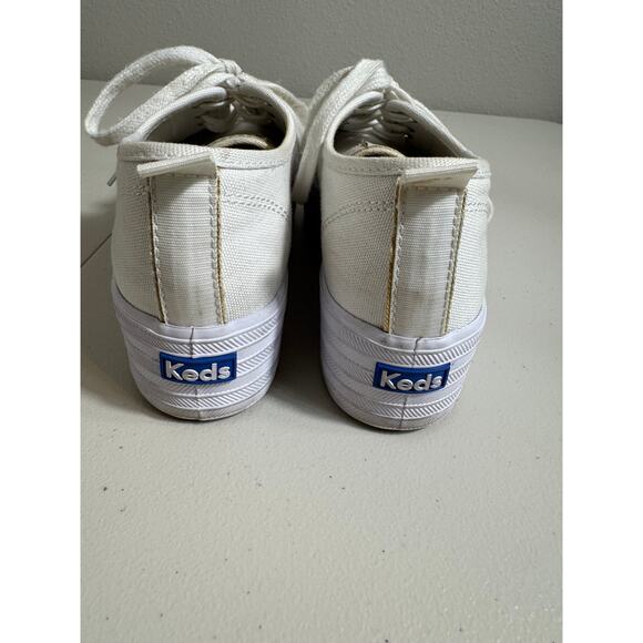 Keds womens sneakers white platform canvas Cheetah print insoles & gold  Sz 6.5 - Picture 5 of 10